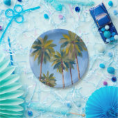 Assiettes En Carton Palm Trees Aquarelle Art Tropical (Fête)