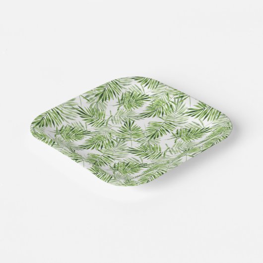 Assiettes En Carton Palm vert Feuilles (Angulaire)