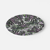 Assiettes En Carton Palme tropicale violette et verte Feuille Mariage (Angle)