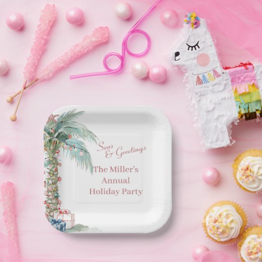 Assiettes En Carton Palmier de Noël côtier (Fête)