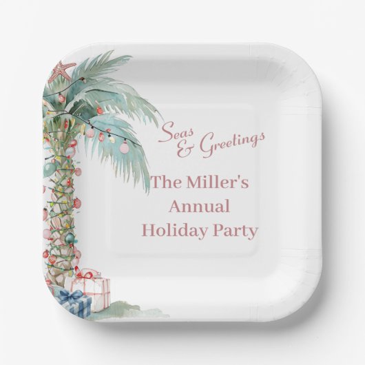 Assiettes En Carton Palmier de Noël côtier (Recto)