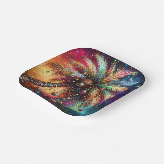 Assiettes En Carton Palmier de Noël Whimsical Tropical Beach Vivid (Angulaire)