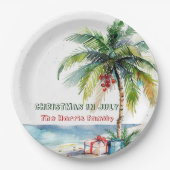 Assiettes En Carton Palmier & Présente À Noël En Juillet (Devant)