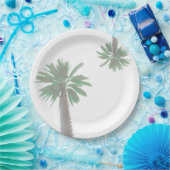 Assiettes En Carton Palmier Stylisé Pastel Green Tropical (Fête)