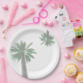 Assiettes En Carton Palmier Stylisé Pastel Green Tropical (Fête)