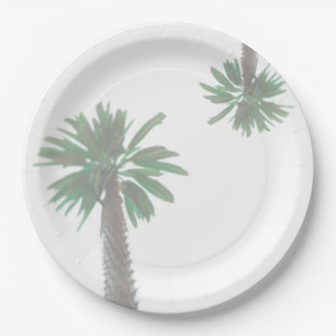 Assiettes En Carton Palmier Stylisé Pastel Green Tropical
