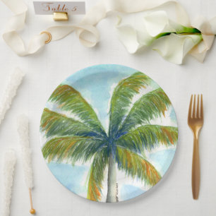Assiettes En Carton Palmier Tropical Beach par beau temps