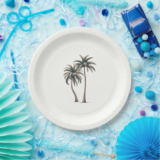 Assiettes En Carton Palmier tropical Mariage côtier rustique (Fête)