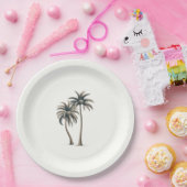 Assiettes En Carton Palmier tropical Mariage côtier rustique (Fête)
