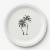 Assiettes En Carton Palmier tropical Mariage côtier rustique (Devant)