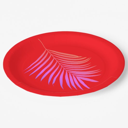 Assiettes En Carton Palmier Tropical Orange Rose Naissance Graduation (Angle)