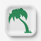 Assiettes En Carton Palmier Tropical Silhouette Green Island Beach (Recto)