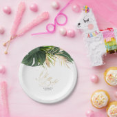 Assiettes En Carton Palmier vert et or Feuille Tropical Elegant (Fête)