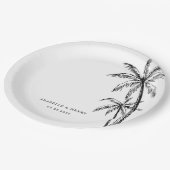 Assiettes En Carton Palmiers tirés à la main Plage Destination Mariage (Angle)