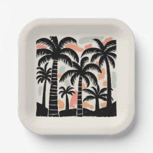 Assiettes En Carton Palmiers Tropicaux
