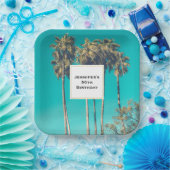 Assiettes En Carton Palmiers tropicaux Californie Anniversaire rétro (Fête)