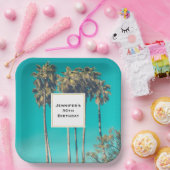 Assiettes En Carton Palmiers tropicaux Californie Anniversaire rétro (Fête)