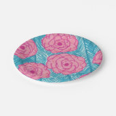 Assiettes En Carton Palmiers tropicaux Feuilles & Fleurs roses Plaques (Angle)