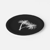 Assiettes En Carton Palmiers tropicaux noirs et blancs Mariage moderne (Angle)