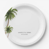 Assiettes En Carton Palmiers tropicaux Plage Destination Mariage (Devant)