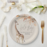 Assiettes En Carton Pampas botanique herbe girafe moderne safari chic<br><div class="desc">Pampas botanique herbe séchée botanique moderne rustique terre cuite naturelle d'été girafe safari script élégant décor baby shower partie.</div>