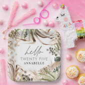 Assiettes En Carton Pampas d'anniversaire eucalyptus moderne boho papi (Fête)