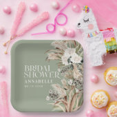 Assiettes En Carton Pampas douche nuptiale moderne élégant vert sauge (Fête)