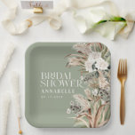 Assiettes En Carton Pampas douche nuptiale moderne élégant vert sauge<br><div class="desc">Douche nuptiale pampas herbe et eucalyptus moderne boho élégant naturel,  sauge vert élégant design de fête.</div>