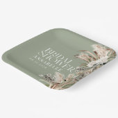 Assiettes En Carton Pampas douche nuptiale moderne élégant vert sauge (Angulaire)