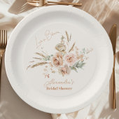 Assiettes En Carton Pampas en laiton rose doux