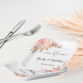 Assiettes En Carton Pampas fleurs d'herbe m. coeur boho mariage