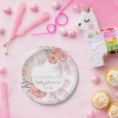 Assiettes En Carton Pampas Grass |Baby shower fille en fleurs rose (Fête)