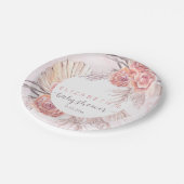 Assiettes En Carton Pampas Grass |Baby shower fille en fleurs rose (Angle)