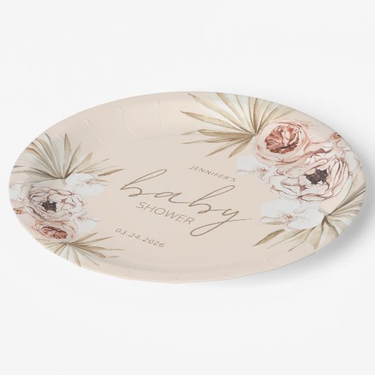 Assiettes En Carton Pampas Grass Boho Baby shower bohème (Angle)