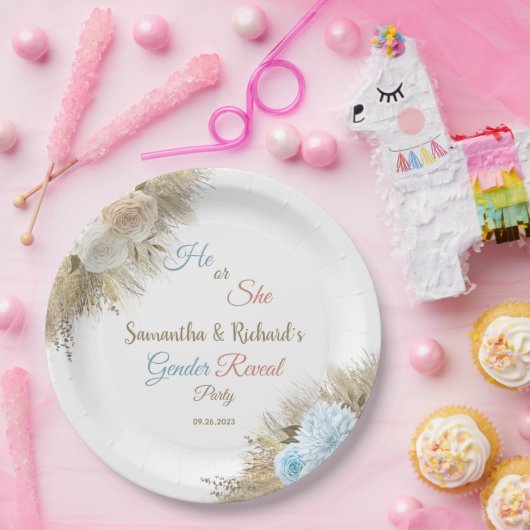 Assiettes En Carton Pampas Grass Boho Elegant Genre Revevela Party (Fête)