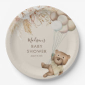 Assiettes En Carton Pampas Grass Boho Teddy Bear Baby shower Papier Pl (Devant)