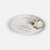 Assiettes En Carton Pampas Grass Brown Blanc Sage Floral Boho Cheveux (Angle)