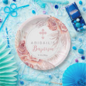 Assiettes En Carton Pampas Grass |Rose Rose Blooms Girl Baptism (Fête)