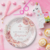 Assiettes En Carton Pampas Grass |Rose Rose Blooms Girl Baptism (Fête)