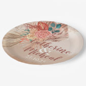 Assiettes En Carton Pampas Grass Terracotta Boho Chic Wedding Party (Angle)