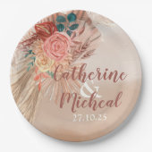 Assiettes En Carton Pampas Grass Terracotta Boho Chic Wedding Party (Devant)