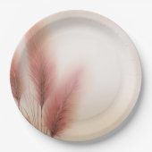 Assiettes En Carton Pampas rose Grass Bohême Mariage Boho (Devant)