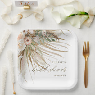 Assiettes En Carton Pampas séchée Terre Herbe Floral Mariage Nuptiale 