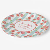 Assiettes En Carton Pamplemousse rose Motif sur les rayures vertes Ann (Angle)