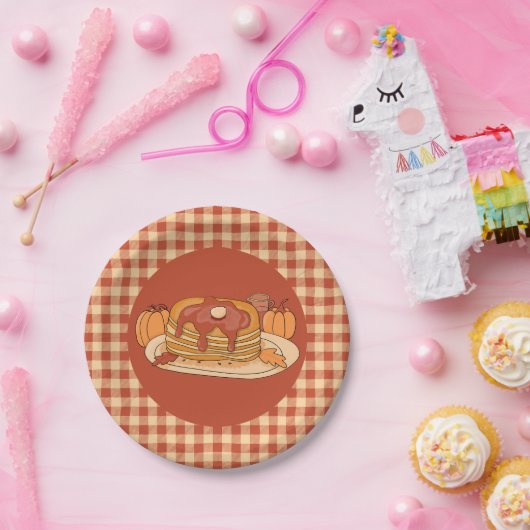 Assiettes En Carton Pancakes - Buffalo d'automne Plaid Motif plaque de (Fête)