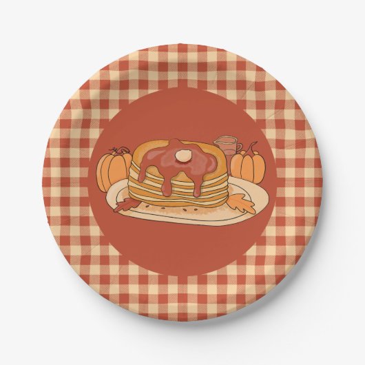 Assiettes En Carton Pancakes - Buffalo d'automne Plaid Motif plaque de (Devant)