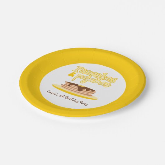 Assiettes En Carton Pancakes et pyjamas jaunes fête d'anniversaire (Angle)
