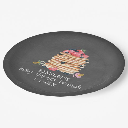 Assiettes En Carton Pancakes & Pacificateurs Baby shower Brunch Chalkb (Angle)