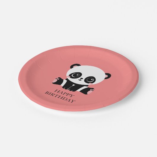 Assiettes En Carton Panda à assise mignonne Monogramme Saumon personna (Angle)