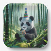 Assiettes En Carton Panda Bear Lecture d'une carte d'anniversaire (Recto)